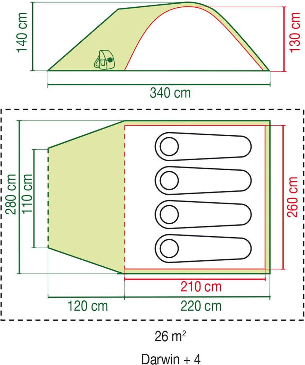 Coleman Darwin 4 Plus Koepeltent - 4-Persoons - Groen Coleman Darwin 4 Plus Koepeltent - 4-Persoons - Groen -Bo-Camp Verkoop 1003x1200 1