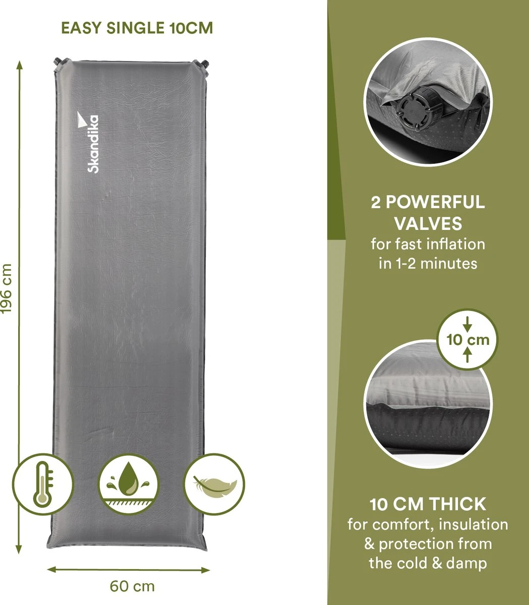 Skandika Easy Single Zelfopblaasbaar Slaapmat – Slaapmat – Slaapmat zelfopblazend – Logeerbed – Polyester, PVC - Premium zelfopblazend luchtbed, antislip-materiaal, ideaal voor camping – Outdoor, Camping – Kamperen – 196 x 60 x 10 cm – 3.2kg - grijs Skandika Easy Single Zelfopblaasbaar Slaapmat – Slaapmat – Slaapmat Zelfopblazend – Logeerbed – Polyester, PVC - Premium Zelfopblazend Luchtbed, Antislip-materiaal, Ideaal Voor Camping – Outdoor, Camping – Kamperen – 196 X 60 X 10 Cm – 3.2kg - Grijs -Bo-Camp Verkoop 1049x1200 7