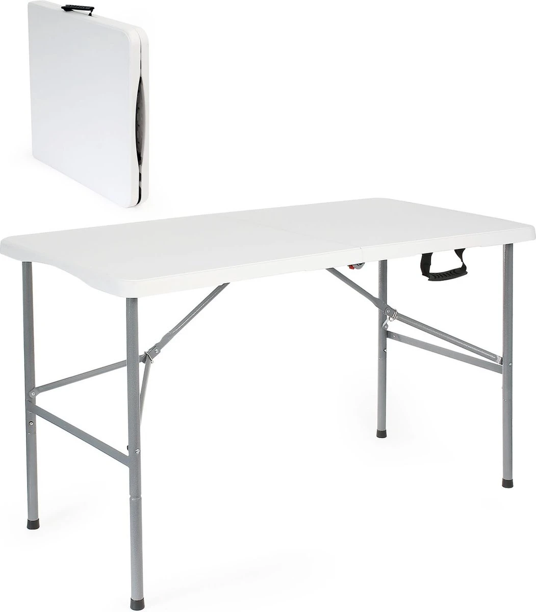 Toboli klaptafel 120x60x74cm campingtafel wit; bijzettafel, inklapbare tafel - Multistrobe Toboli Klaptafel 120x60x74cm Campingtafel Wit; Bijzettafel, Inklapbare Tafel - Multistrobe -Bo-Camp Verkoop