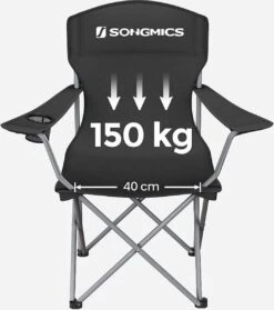 MIRA Home - Campingstoel Set Van 2 Inklapbaar - Klapstoel Met Robuust Frame - Met Flessenhouder - 76 X 51.5 X 95.5 Cm - Zwart -Bo-Camp Verkoop 1062x1200