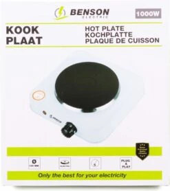 Benson Kookplaat - Enkel - Wit - 1000W 4 Benson Kookplaat - Enkel - Wit - 1000W -Bo-Camp Verkoop 1067x1200