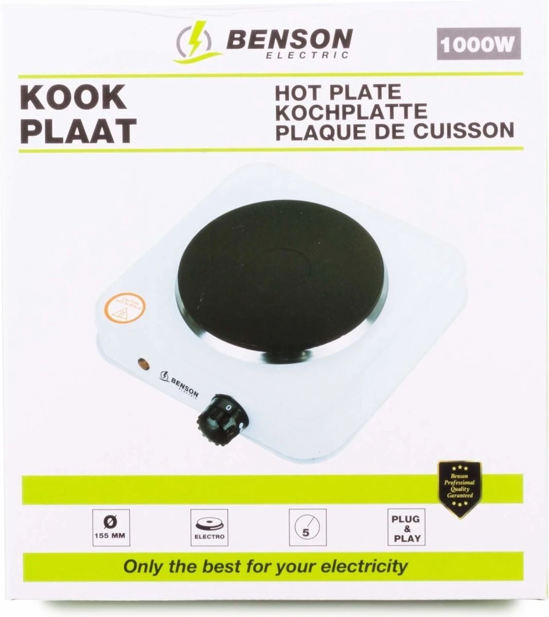 Benson Kookplaat - Enkel - Wit - 1000W Benson Kookplaat - Enkel - Wit - 1000W -Bo-Camp Verkoop