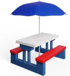 Merkloos Kinder Picknicktafel Met Parasol - Blauw -Bo-Camp Verkoop 1097x1200 3