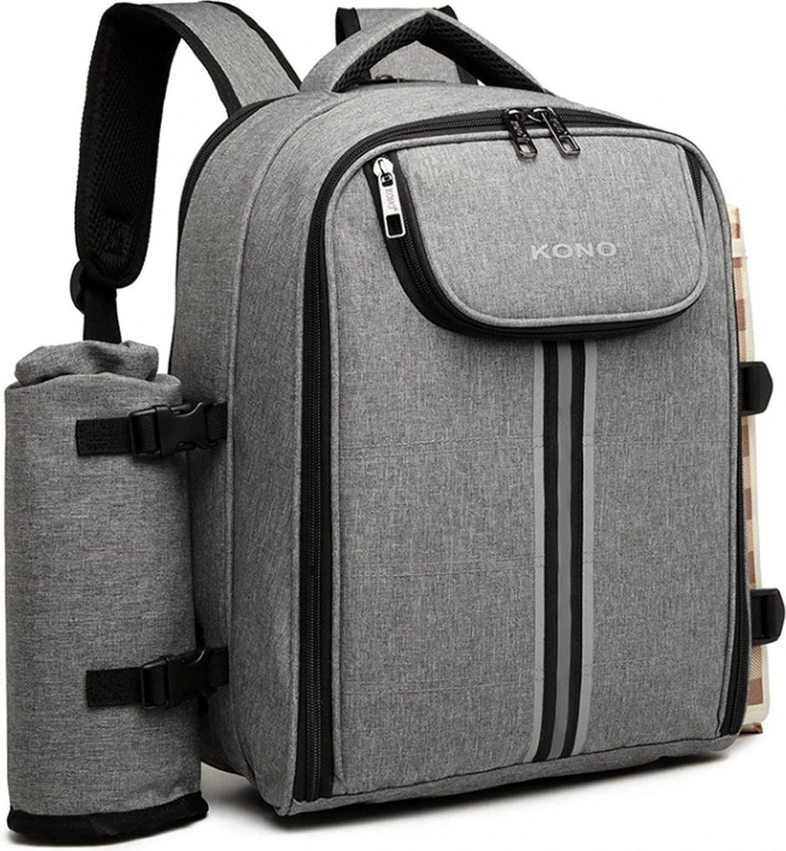 Kono Koeltas - Koelrugzak - Picknick - Picknicktas met Flessenhouder - Koelrugtas met Picknickkleed - Grijs (E6915 GY) Kono Koeltas - Koelrugzak - Picknick - Picknicktas Met Flessenhouder - Koelrugtas Met Picknickkleed - Grijs (E6915 GY) -Bo-Camp Verkoop 1108x1200 3