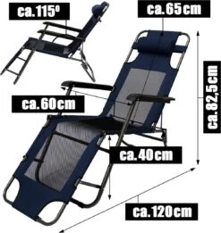Ligstoel 155x60cm - Opvouwbaar Campingstoel Ligbed Strandstoel Tuinstoel Vouwligstoel Blauw -Bo-Camp Verkoop 1134x1200 1