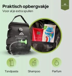 Needventure Solar Douche - Camping Douchezak - Buiten Douche - Tuindouche - Inclusief Thermometer - Waterzak Met Douchekop - 20L - Zwart -Bo-Camp Verkoop 1140x1200 2