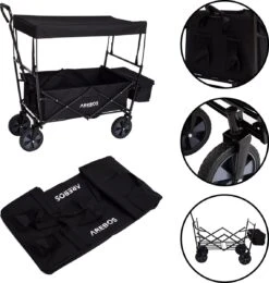 AREBOS Handwagen Vouwbare Dak Handwagen Vouwbare Trolley Uitrustingswagen Zwart -Bo-Camp Verkoop 1141x1200 8