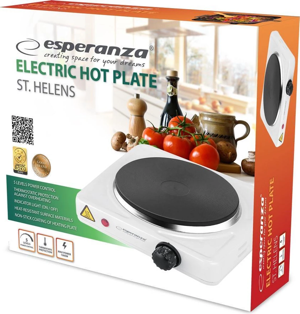 Esperanza Elektrische kookplaat voor 1 pan Esperanza Elektrische Kookplaat Voor 1 Pan -Bo-Camp Verkoop 1146x1200 1