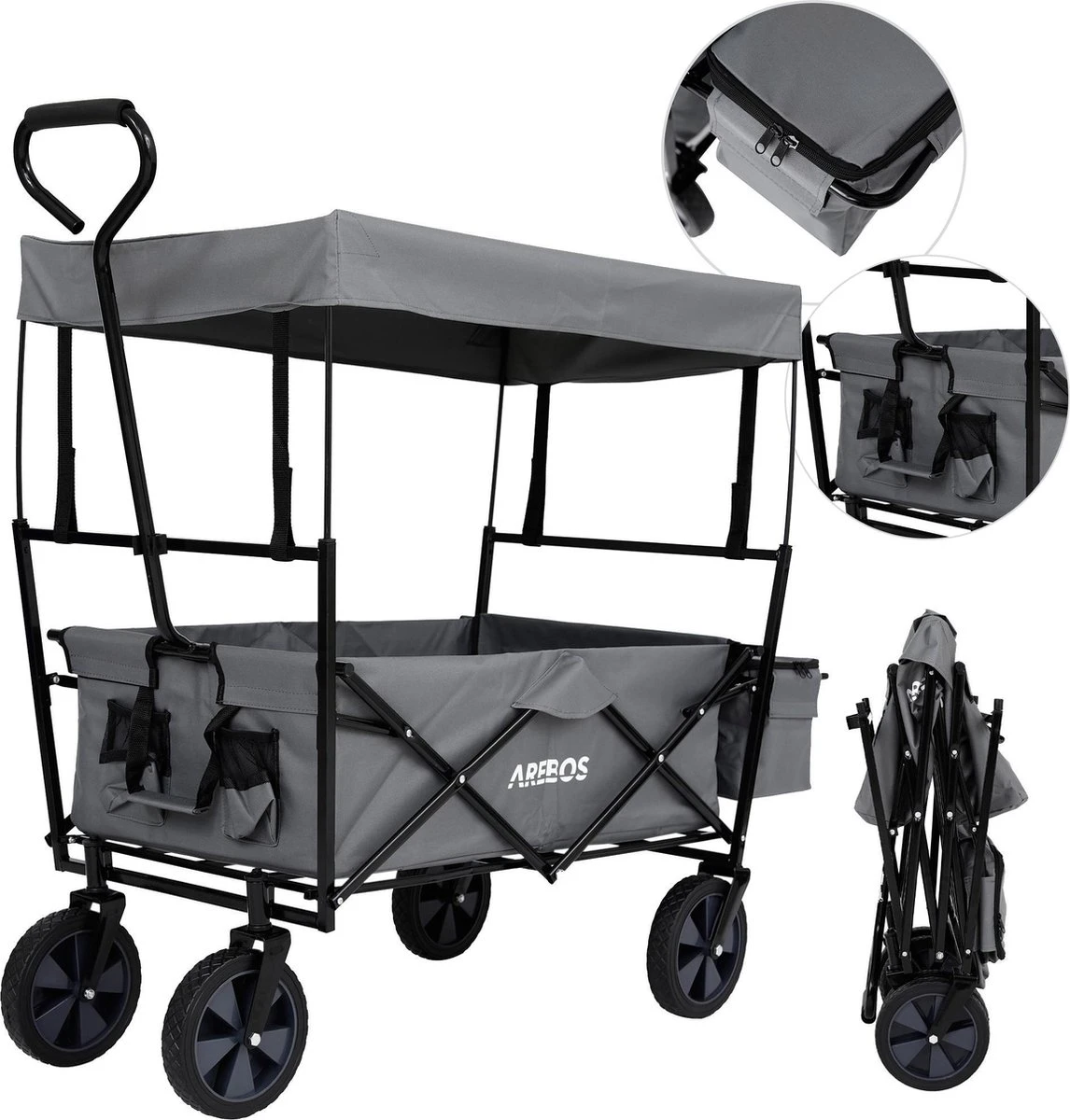 AREBOS Handwagen Vouwbare dak Handwagen Vouwbare Trolley Uitrustingswagen Grijs AREBOS Handwagen Vouwbare Dak Handwagen Vouwbare Trolley Uitrustingswagen Grijs -Bo-Camp Verkoop 1146x1200 6