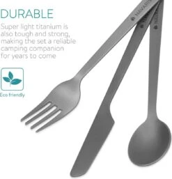 Navaris Campingbestek Van Titanium - Set Met Vork, Mes En Lepel - Bestekset Voor Onderweg En Op Reis - Inclusief Karabijnhaak En Bewaarzakje -Bo-Camp Verkoop 1152x1200 3