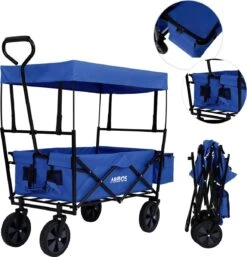 AREBOS Handwagen Vouwbare Dak Handwagen Vouwbare Trolley Uitrustingswagen Blauw -Bo-Camp Verkoop 1155x1200 6