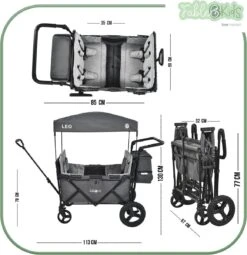 FableKids LEO X4Plus Opvouwbare Wagen Met Dak Fossil Grey -Bo-Camp Verkoop 1161x1200 4
