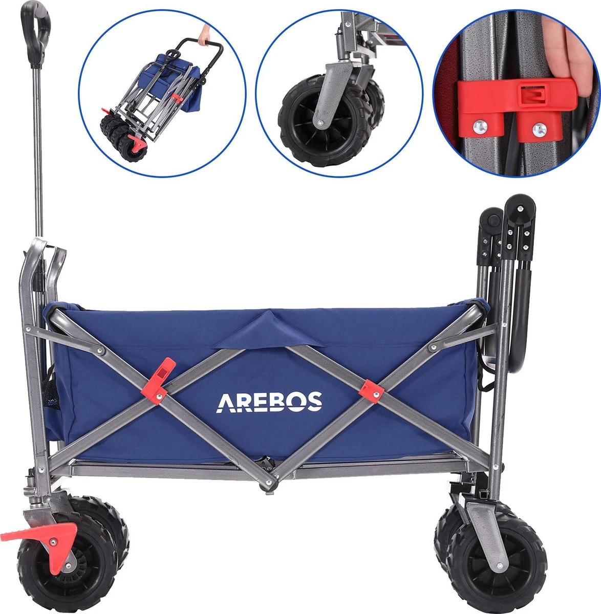 AREBOS Handkar | Transportwagen | Apparatuurwagen | Opvouwbaar | Duwstang| Blauw AREBOS Handkar | Transportwagen | Apparatuurwagen | Opvouwbaar | Duwstang| Blauw -Bo-Camp Verkoop 1174x1200 5