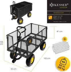 Exxen KESSER® Bolderkar, 550 Kg Belastbaar, Tuinwagen, Transportwagen, Tuinwagen, Uitneembaar Zeil, Gereedschapswagen, Handwagen, Veelzijdig Inzetbaar, Zwart -Bo-Camp Verkoop 1185x1200 10