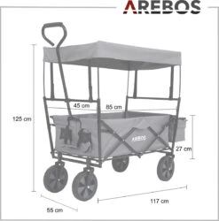 AREBOS Handwagen Vouwbare Dak Handwagen Vouwbare Trolley Uitrustingswagen Grijs 4 AREBOS Handwagen Vouwbare Dak Handwagen Vouwbare Trolley Uitrustingswagen Grijs -Bo-Camp Verkoop 1187x1200 7