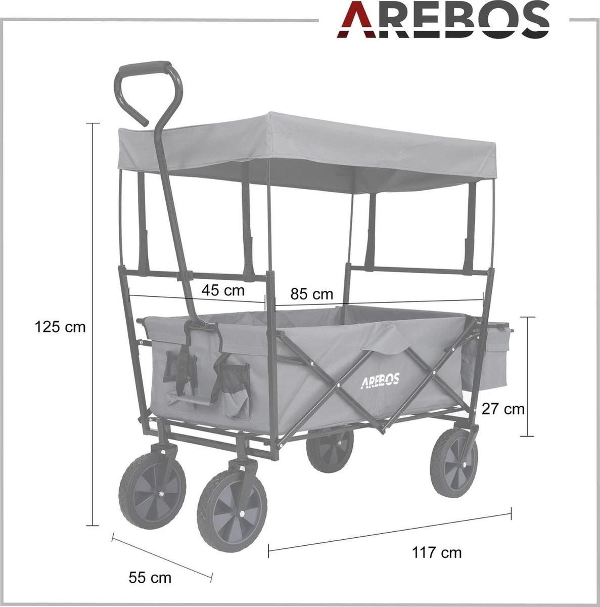 AREBOS Handwagen Vouwbare dak Handwagen Vouwbare Trolley Uitrustingswagen Grijs AREBOS Handwagen Vouwbare Dak Handwagen Vouwbare Trolley Uitrustingswagen Grijs -Bo-Camp Verkoop 1187x1200 7