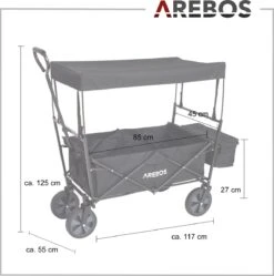 AREBOS Handwagen Vouwbare Dak Handwagen Vouwbare Trolley Uitrustingswagen Zwart -Bo-Camp Verkoop 1188x1200 13