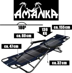 Ligstoel 155x60cm - Opvouwbaar Campingstoel Ligbed Strandstoel Tuinstoel Vouwligstoel Blauw -Bo-Camp Verkoop 1190x1200 1
