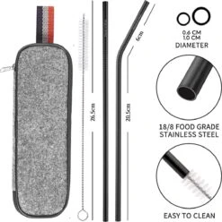 House Of Husk Reisbestek - Reis Bestekset - Chopsticks - Metalen Rietjes Met Borstel - Lepel - Vaatwasserbestendig - RVS - 7 Delig - Zwart -Bo-Camp Verkoop 1193x1200 7