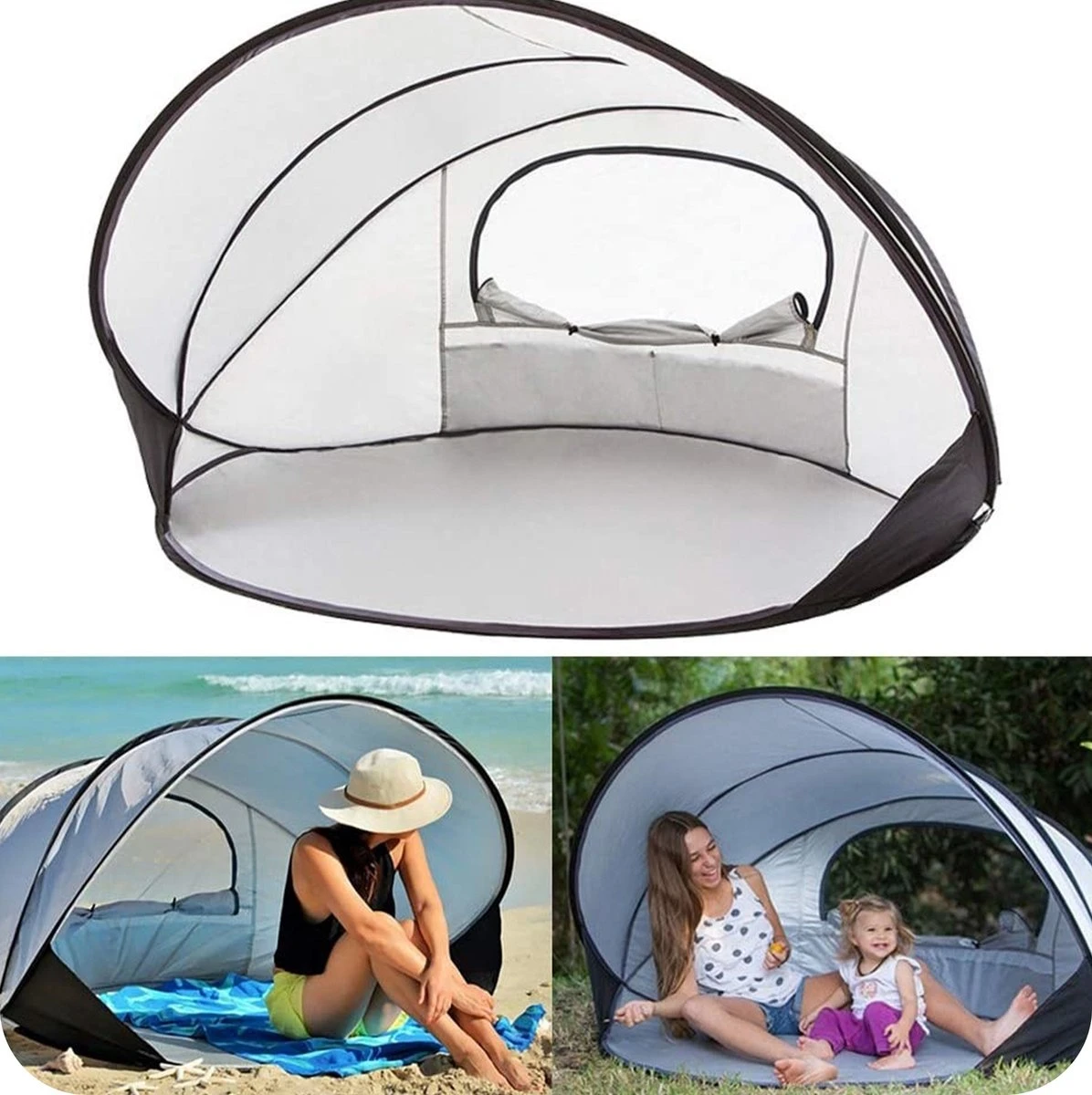 Deryan Luxe Pop Up Strandtent XXL - Anti-UV 50+ - Zilver Deryan Luxe Pop Up Strandtent XXL - Anti-UV 50+ - Zilver -Bo-Camp Verkoop 1196x1200 8