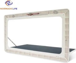 Merkloos NormadicLife® - Outdoor – Opklapbare Tafel - Eettafel – Tafel Voor Buitenkeuken - Caravan – Camper – Picknicktafel - Ingebouwd Ledlicht – Wit -Bo-Camp Verkoop 1200x1002