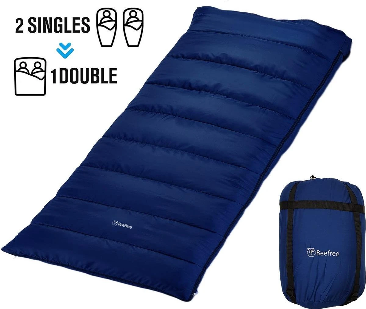 Beefree Slaapzak XL - Grote Katoenen 220 x 90cm - Aanritsbaar - Blauw Beefree Slaapzak XL - Grote Katoenen 220 X 90cm - Aanritsbaar - Blauw -Bo-Camp Verkoop