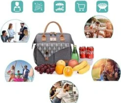 HN® Lunchtas Grijs Pijlen, Geïsoleerde Koeltas, Lekvrij, Extra Grote Opening Voor De Lunch Box, 25×16,5×26cm Design Heren En Dames -Bo-Camp Verkoop 1200x1022 8