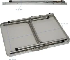 Alu Campingtafel 70x55cm - Inklapbbar Kampeertafel - Picknicktafel Licht Vouwtafel Klaptafel Grijs -Bo-Camp Verkoop 1200x1026