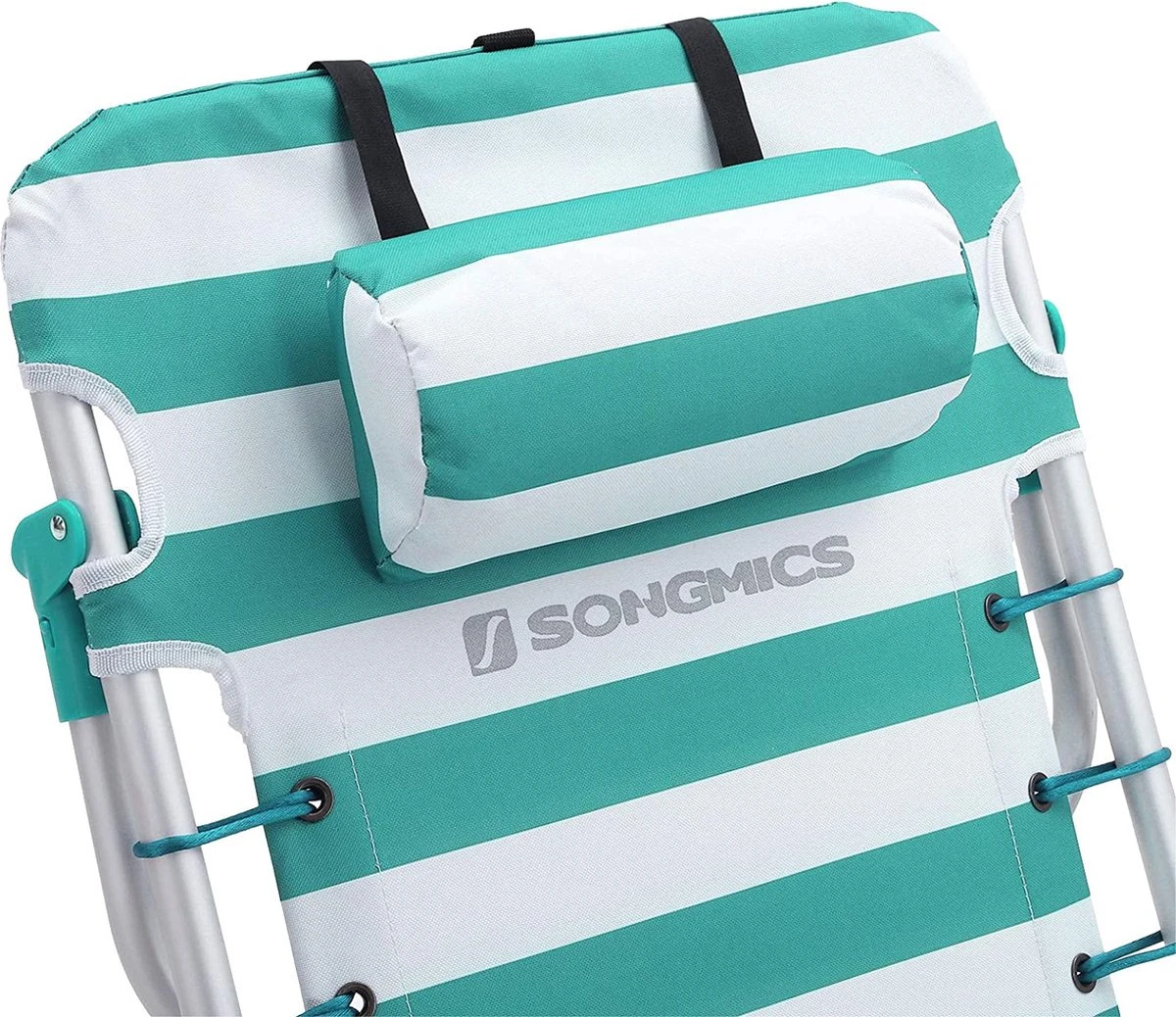 strandstoel met afneembare hoofdsteun, draagbare klapstoel, campingstoel, rugleuning tot 180° verstelbaar, met bekerhouder en zijvak, groene en witte strepen GCB62JW Strandstoel Met Afneembare Hoofdsteun, Draagbare Klapstoel, Campingstoel, Rugleuning Tot 180° Verstelbaar, Met Bekerhouder En Zijvak, Groene En Witte Strepen GCB62JW -Bo-Camp Verkoop
