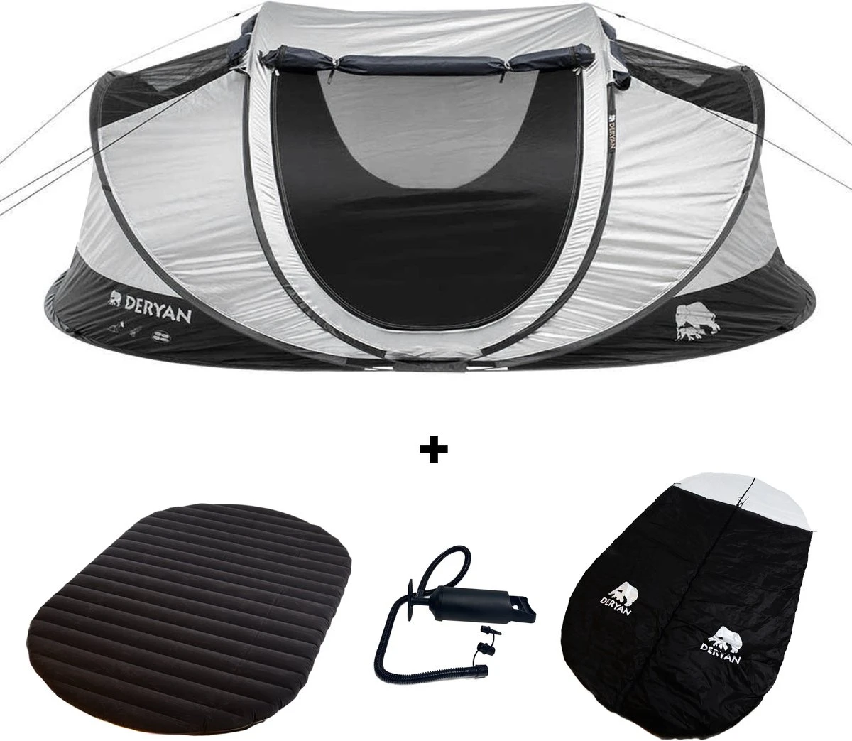 Deryan Cocoon Pop Up Tent - Slaapzak - Luchtbed - Luchtpomp - 4 persoons - Zilver Deryan Cocoon Pop Up Tent - Slaapzak - Luchtbed - Luchtpomp - 4 Persoons - Zilver -Bo-Camp Verkoop 1200x1043 1