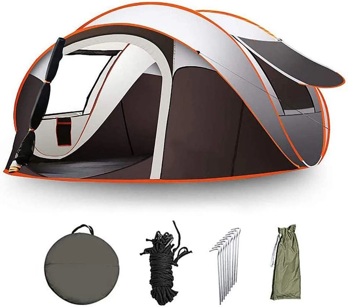 Fly Lab Luxe Pop Up Tent - Kampeer tent - Grijs/Oranje - 4 Persoons Fly Lab Luxe Pop Up Tent - Kampeer Tent - Grijs/Oranje - 4 Persoons -Bo-Camp Verkoop 1200x1059 1