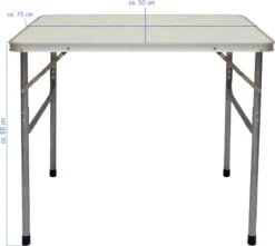 Alu Campingtafel 70x55cm - Inklapbbar Kampeertafel - Picknicktafel Licht Vouwtafel Klaptafel Grijs -Bo-Camp Verkoop 1200x1072
