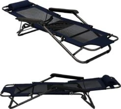 Ligstoel 155x60cm - Opvouwbaar Campingstoel Ligbed Strandstoel Tuinstoel Vouwligstoel Blauw -Bo-Camp Verkoop 1200x1080