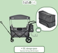 FableKids LEO X4Plus Opvouwbare Wagen Met Dak Fossil Grey -Bo-Camp Verkoop 1200x1089 3