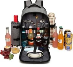 Kono Koeltas - Koelrugzak - Picknick - Picknicktas Met Flessenhouder - Koelrugtas Met Picknickkleed - Grijs (E6915 GY) 1 Kono Koeltas - Koelrugzak - Picknick - Picknicktas Met Flessenhouder - Koelrugtas Met Picknickkleed - Grijs (E6915 GY) -Bo-Camp Verkoop 1200x1094 15