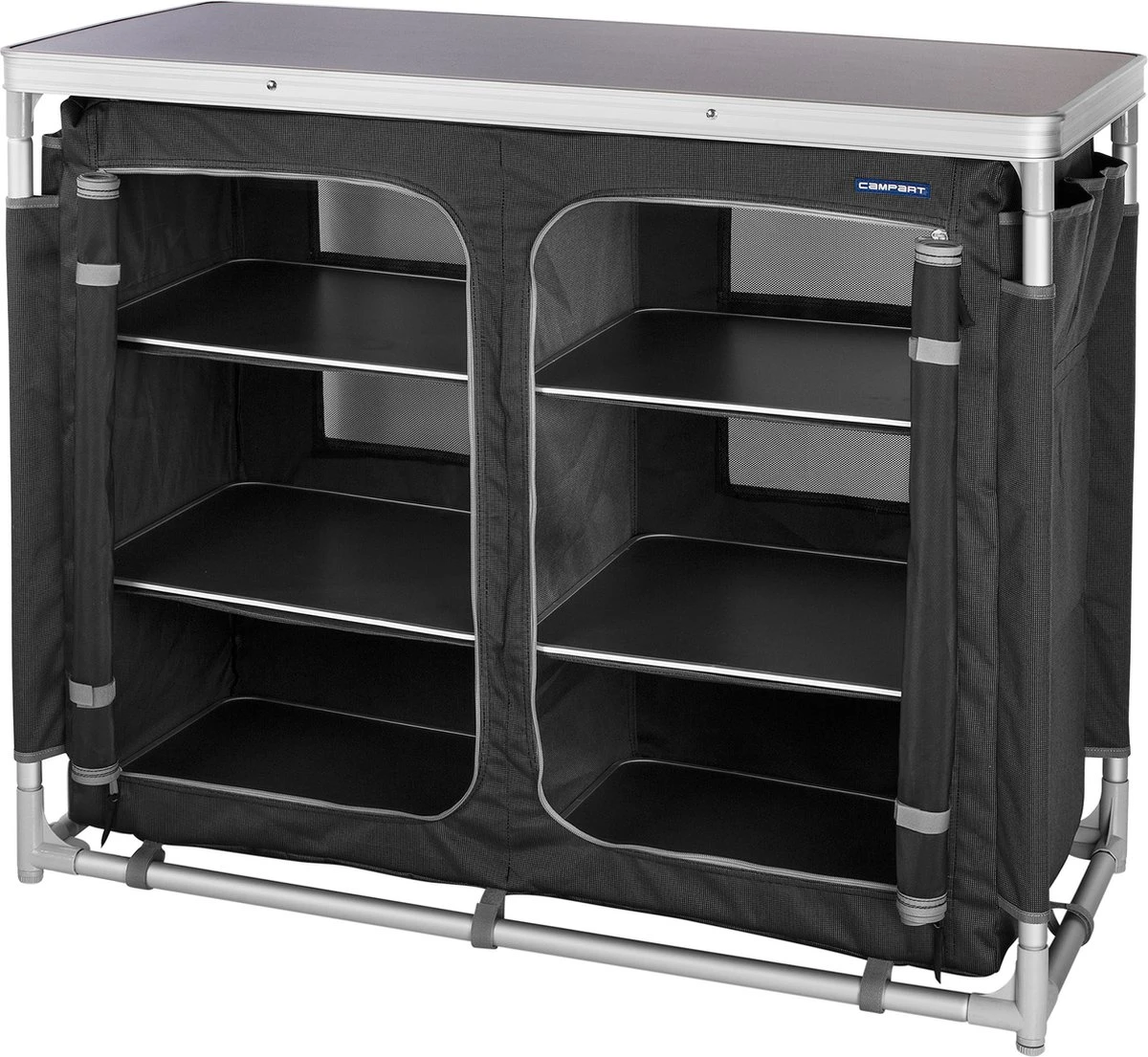 Campart Campingkeuken KI-0734 - Campingkast Groot - 4 verstelbare poten - Opvouwbaar en lichtgewicht - inclusief Opbergtas - Grijs Campart Campingkeuken KI-0734 - Campingkast Groot - 4 Verstelbare Poten - Opvouwbaar En Lichtgewicht - Inclusief Opbergtas - Grijs -Bo-Camp Verkoop 1200x1105 2