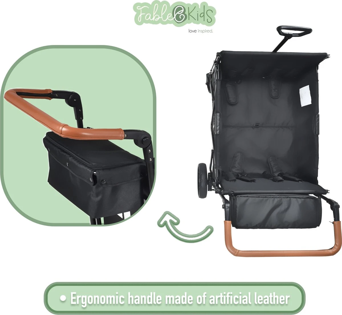 FableKids LEO X4Lite Opvouwbare handkar met dak Onyx Zwart FableKids LEO X4Lite Opvouwbare Handkar Met Dak Onyx Zwart -Bo-Camp Verkoop 1200x1106 10