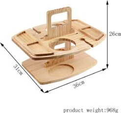 Merkloos Houten Outdoor Wijntafel Draagbare Houten Picknicktafel Mini Campingtafels Met Wijnglas Houder Voor Tuin Outdoor Camping Picknick Strand - Plataan Hout - Wijn -Bo-Camp Verkoop 1200x1122