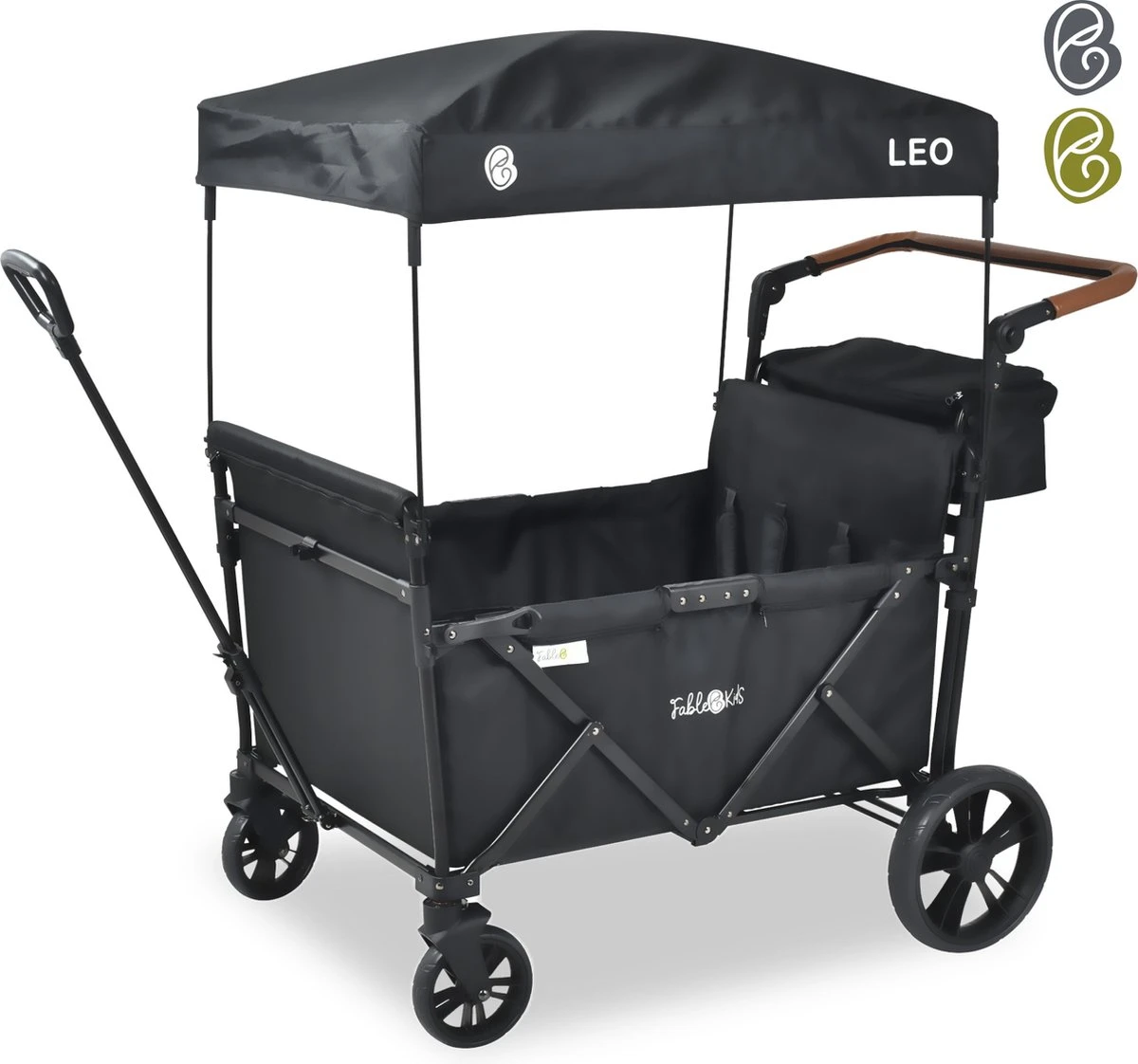 FableKids LEO X4Lite Opvouwbare handkar met dak Onyx Zwart FableKids LEO X4Lite Opvouwbare Handkar Met Dak Onyx Zwart -Bo-Camp Verkoop 1200x1122 5