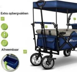 Tresko- Bolderkar, Grijs, Opvouwbaar, Met Dakje, Geschikt Tot 80 Kg - Bolderwagen - Kinderenvervoer - Bolderkarren - Tuinkar - Kinderwagen 4 Tresko- Bolderkar, Grijs, Opvouwbaar, Met Dakje, Geschikt Tot 80 Kg - Bolderwagen - Kinderenvervoer - Bolderkarren - Tuinkar - Kinderwagen -Bo-Camp Verkoop 1200x1124 4