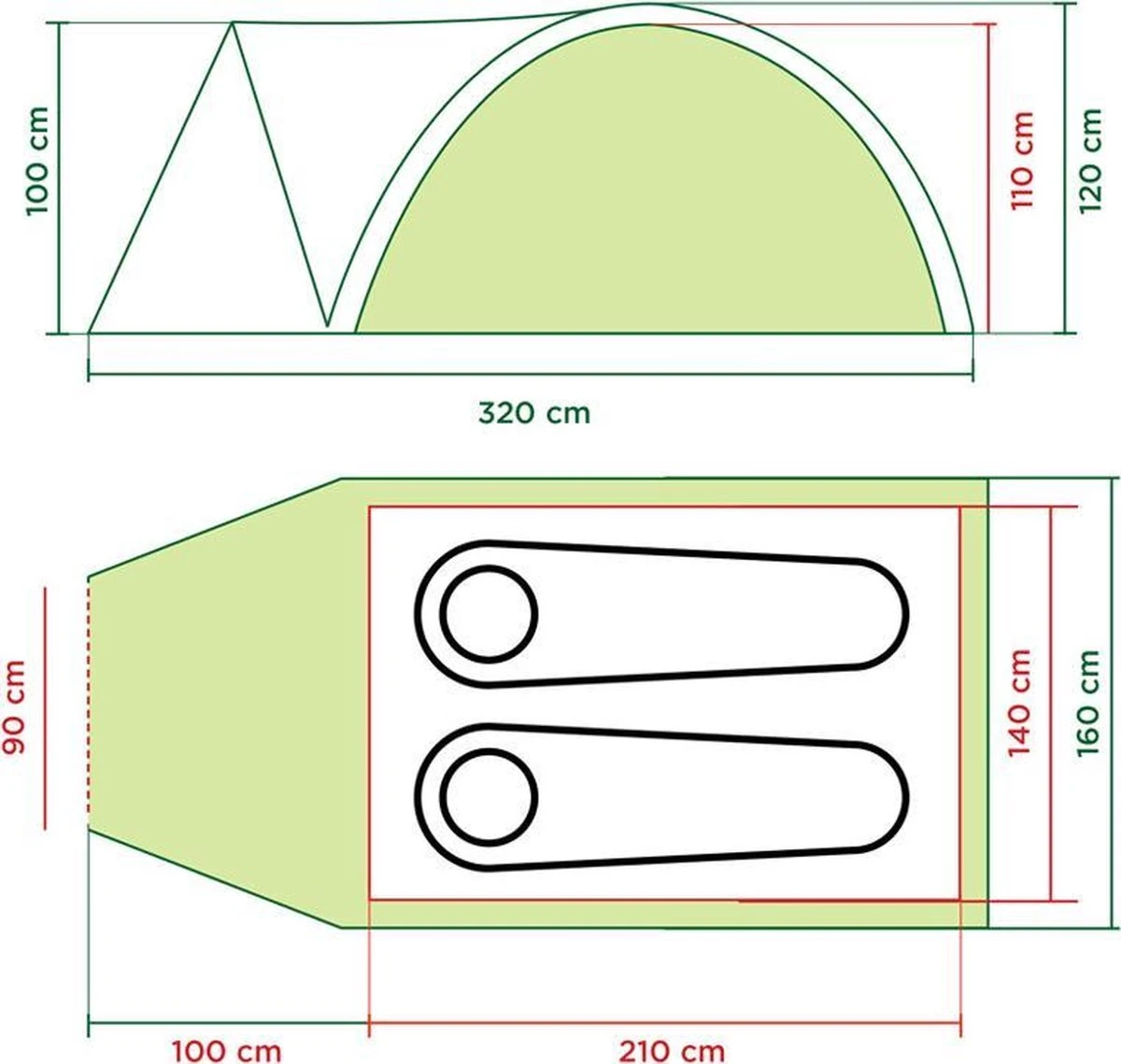 Coleman Darwin 2 Koepeltent - 2-Persoons - Groen Coleman Darwin 2 Koepeltent - 2-Persoons - Groen -Bo-Camp Verkoop 1200x1140 2