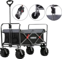 AREBOS Handkar | Transportwagen | Apparatuurwagen | Opvouwbaar | Zwart / Grijs -Bo-Camp Verkoop 1200x1140 8