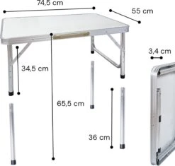 Liivo Aluminium Inklapbare Tafel - Campeertafel 75x55x60cm -Bo-Camp Verkoop 1200x1142
