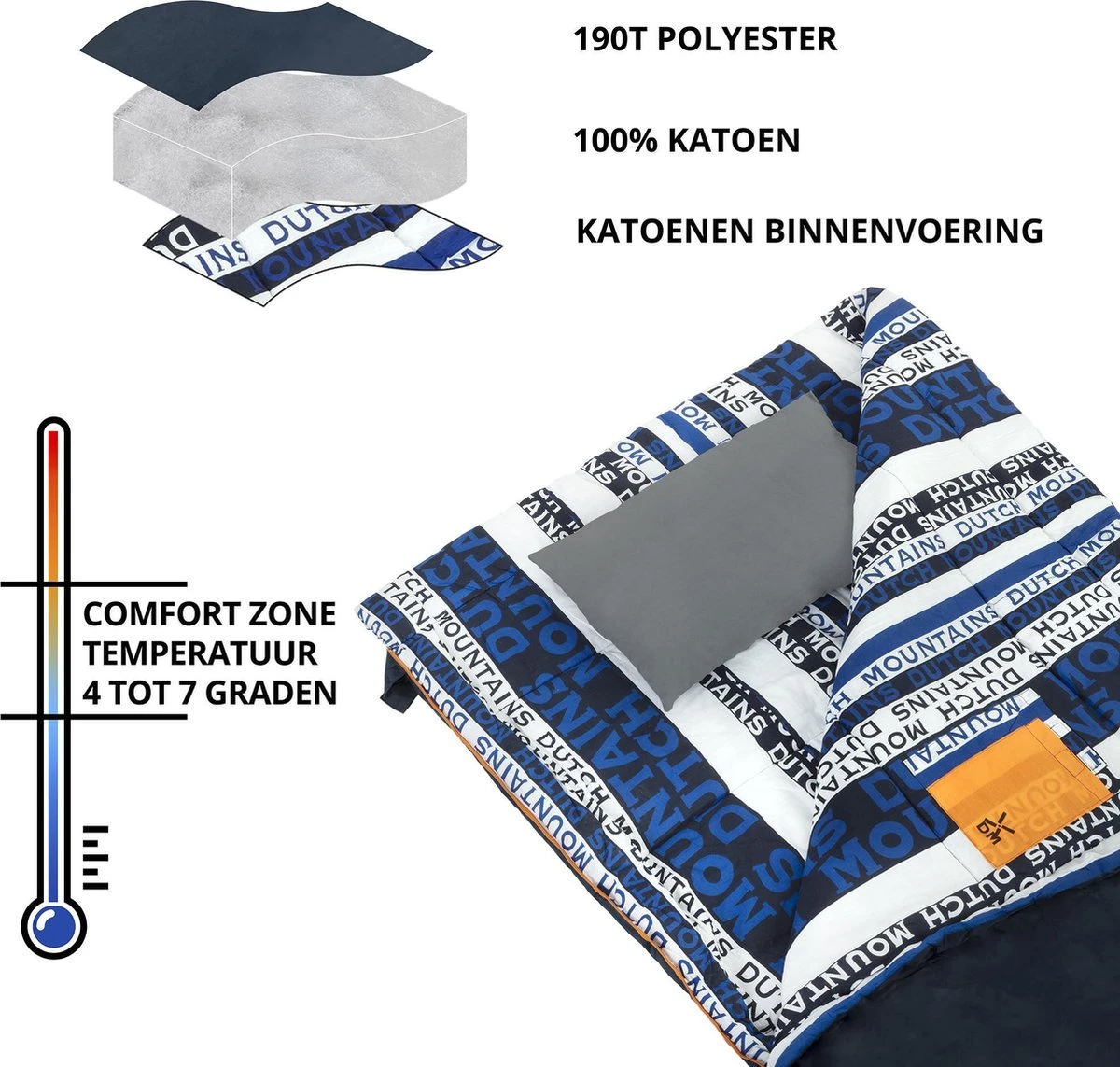 Dutch Mountains Slaapzak Goeree XL - Kussen 25x15cm - 220x90cm Katoenen Slaapzak - Tochtstrip Dutch Mountains Slaapzak Goeree XL - Kussen 25x15cm - 220x90cm Katoenen Slaapzak - Tochtstrip -Bo-Camp Verkoop 1200x1143 2