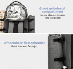 Kono Koeltas - Koelrugzak - Picknick - Picknicktas Met Flessenhouder - Koelrugtas Met Picknickkleed - Grijs (E6915 GY) 2 Kono Koeltas - Koelrugzak - Picknick - Picknicktas Met Flessenhouder - Koelrugtas Met Picknickkleed - Grijs (E6915 GY) -Bo-Camp Verkoop 1200x1145 8