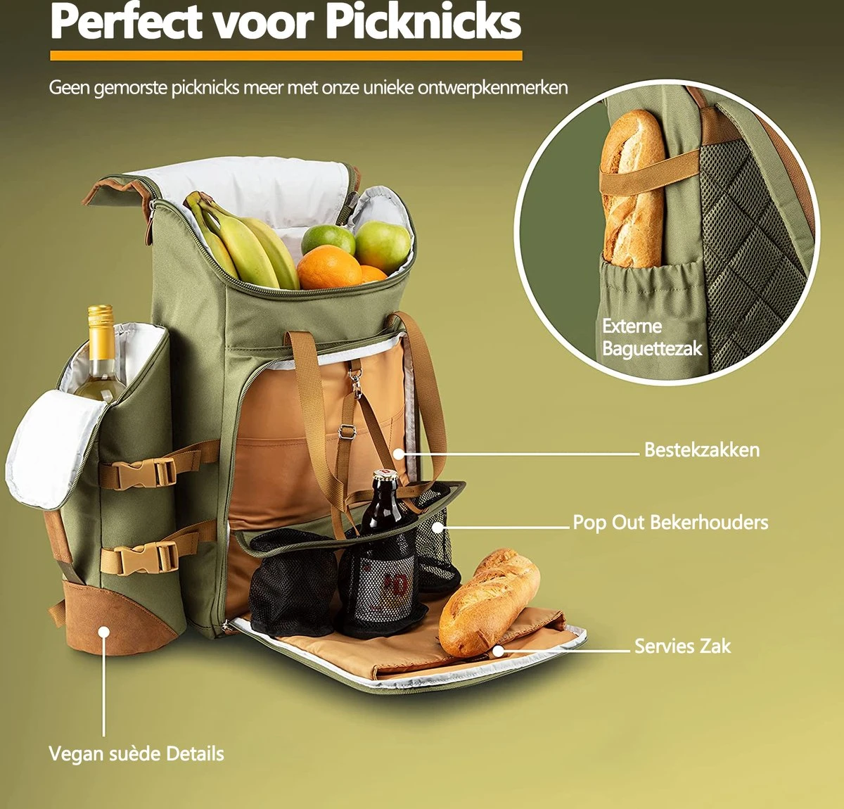 Cabinmax Koeltas - Koelrugzak - Picknick - Picknicktas met Flessenhouder - Koelrugtas 24L - Olive Green Cabinmax Koeltas - Koelrugzak - Picknick - Picknicktas Met Flessenhouder - Koelrugtas 24L - Olive Green -Bo-Camp Verkoop 1200x1150 15