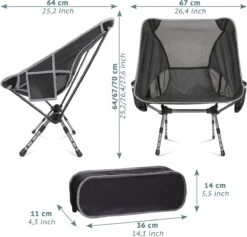Smartpeas Campingstoel Van Stevig 600D Polyester En Aluminium - Lichtgewicht En Opvouwbaar - Camping Gadget Inclusief Zijzakken +Plus: Strandmat & Draagtas -Bo-Camp Verkoop 1200x1150