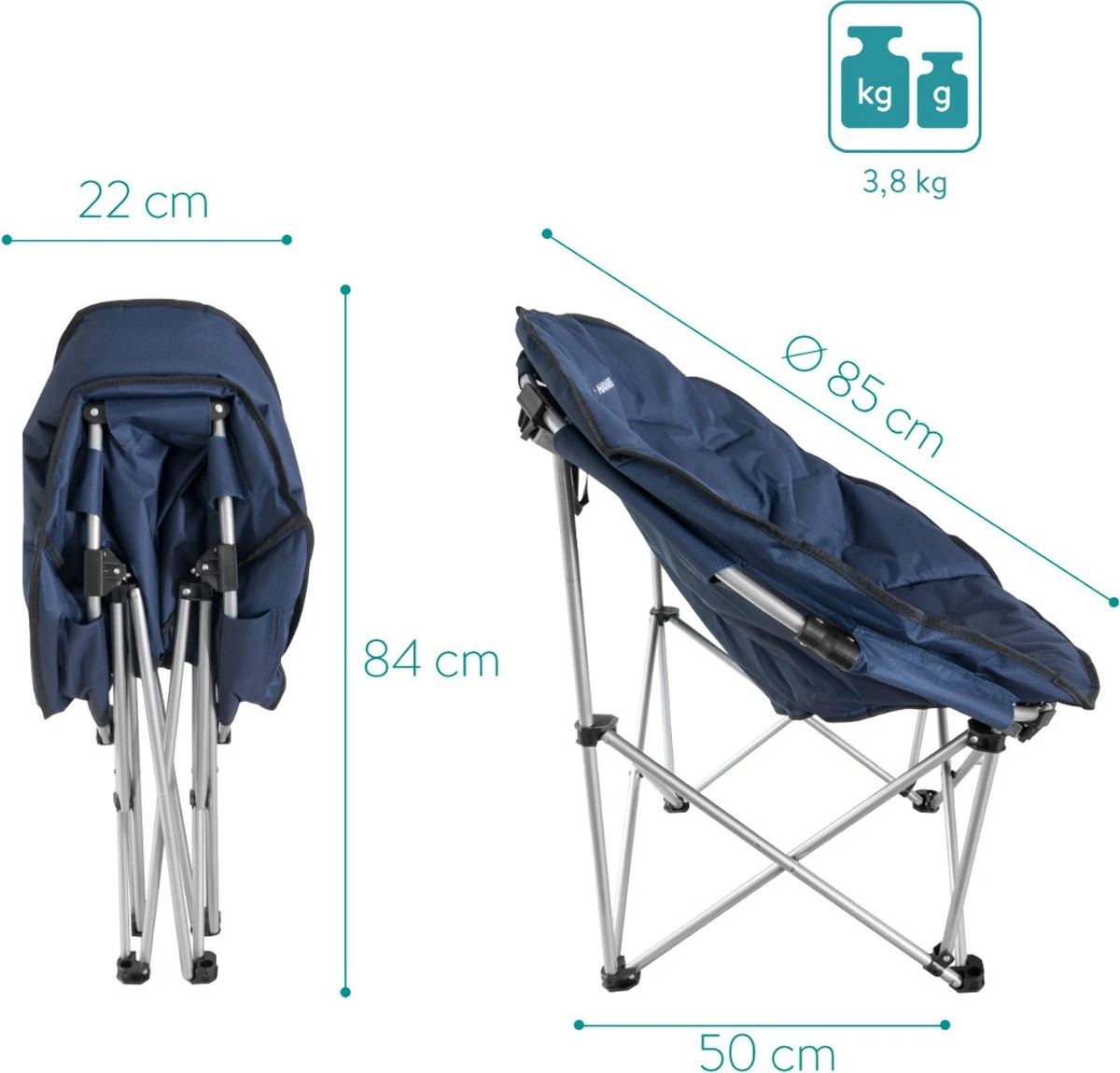 Navaris klapstoel met draagtas - Campingstoel - Draagbare stoel voor kamperen, festivals en vissen - Strandstoel - Inklapbaar - Donkerblauw Navaris Klapstoel Met Draagtas - Campingstoel - Draagbare Stoel Voor Kamperen, Festivals En Vissen - Strandstoel - Inklapbaar - Donkerblauw -Bo-Camp Verkoop 1200x1150 3