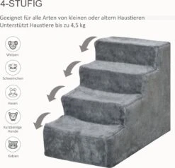 PawHut Huisdierentrap Hondentrap Met 4 Treden Kattentrap Met Afneembare Pluchen Hoes D06-091 -Bo-Camp Verkoop 1200x1154 1