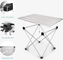 Navaris Campingtafel - Inklapbaar Campingtafeltje Van Aluminium - Opvouwbare Tafel Inclusief Draagtas - Picknicktafel - Zilver 4 Navaris Campingtafel - Inklapbaar Campingtafeltje Van Aluminium - Opvouwbare Tafel Inclusief Draagtas - Picknicktafel - Zilver -Bo-Camp Verkoop 1200x1156 1